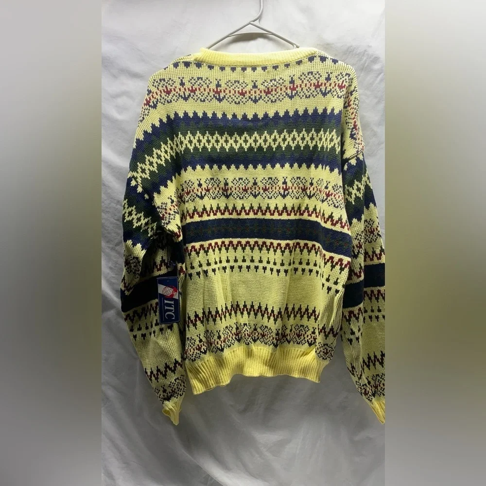 Vtg 90s ITC Grandpa Fair Isle Slouchy Sweater XXL NWT - Picture 3 of 5